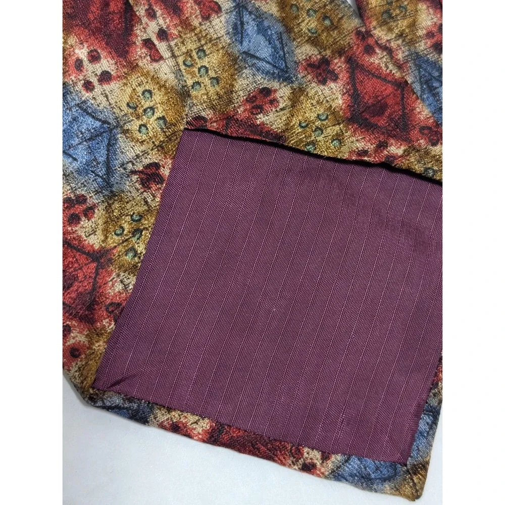 Ermenegildo Zegna 100% Silk Necktie Multicolor Geometric All Over Italy 57